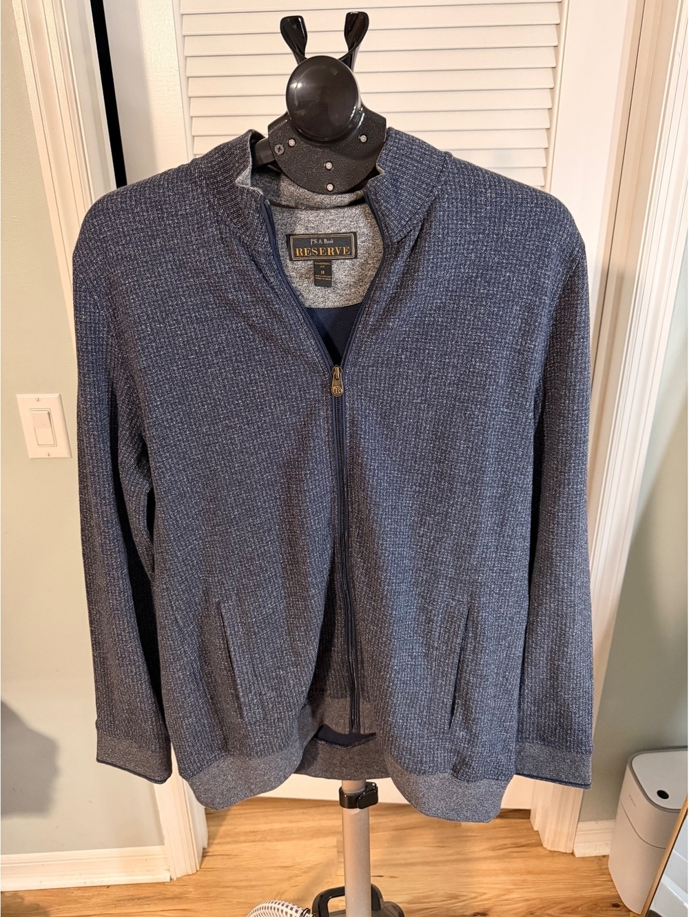 JoS. A. Bank Reserve Men's Medium Navy Blue Full Zip Cotton Sweater